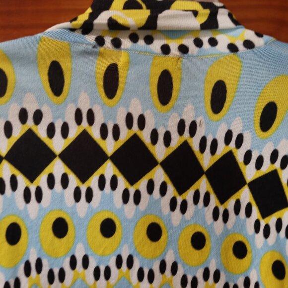 Venini Y2K Cropped Bold Colorful Geometric Print Open-Front Cardigan XL - Picture 10 of 16
